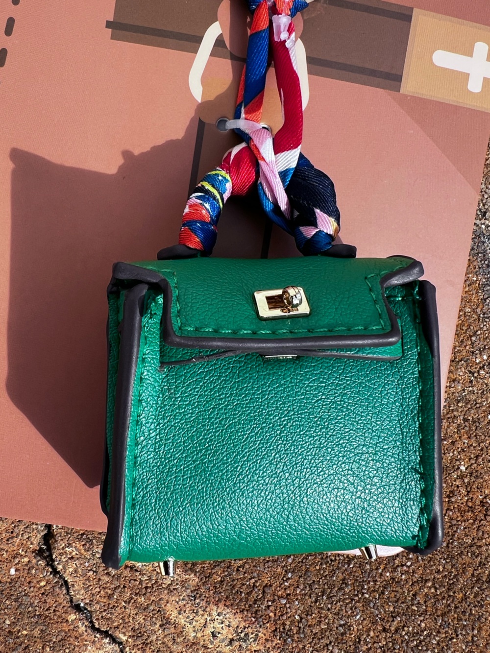 NWT Mini Green Lux Bag with Wrapped Scarf Keychain/Purse Charm